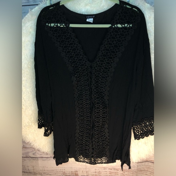 VENUS Black Swim Coverup with Elegant Design Medium NWOT - Picture 6 of 14